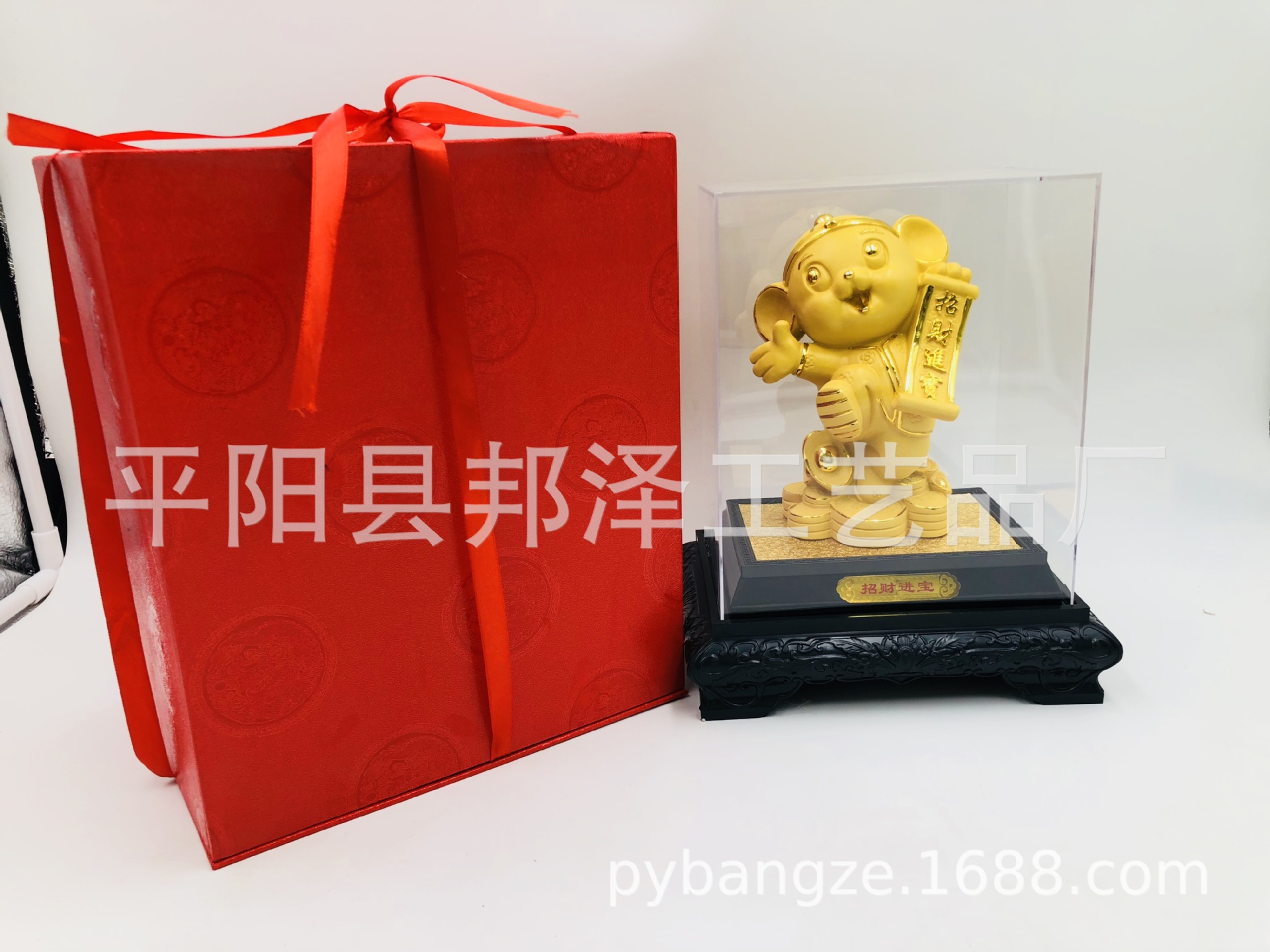 金鼠如意绒沙金摆件 融合传统与现代的会销礼品典范